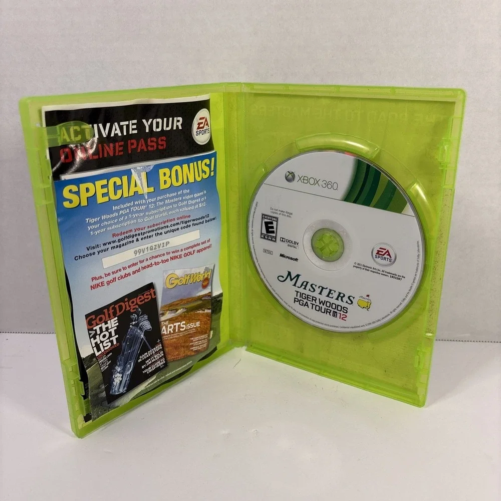 Tiger Woods PGA Tour 12 The Masters Xbox 360 – Tested, Works, with Manual